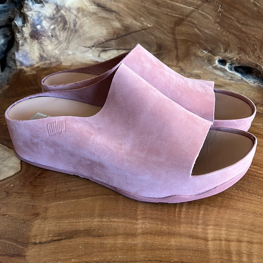 Pink Suede Leather Fitflop Slide Open Toe Slide Excellent Condition Size 8